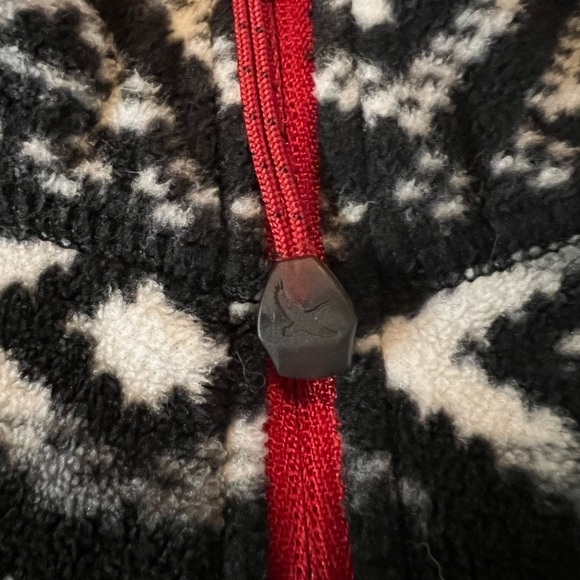 EDDIE BAUER WOMENS BLACK & WHITE NORDIC FAIR ISLES WUEST FLEECE PULLOVER SZ MED - Picture 2 of 11